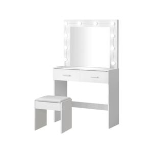 Oikiture Dressing Table Stool Set Makeup Mirror White 140.5cm