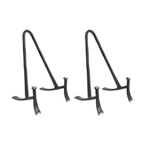 2pk Lvd Small Handcrafted Black Matte Metal Plate Stand Accessory 15x9x9cm