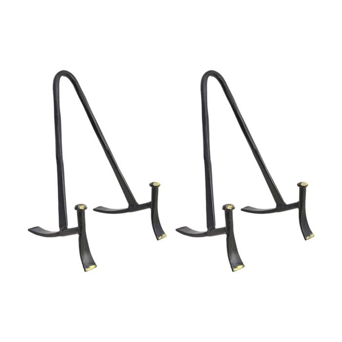 2pk Lvd Small Handcrafted Black Matte Metal Plate Stand Accessory 15x9x9cm