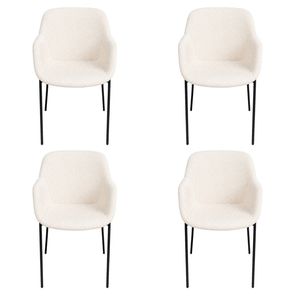 SK Designer Living | Pack of 4 | Milan Fabric Dining Chair - Texture Ivory