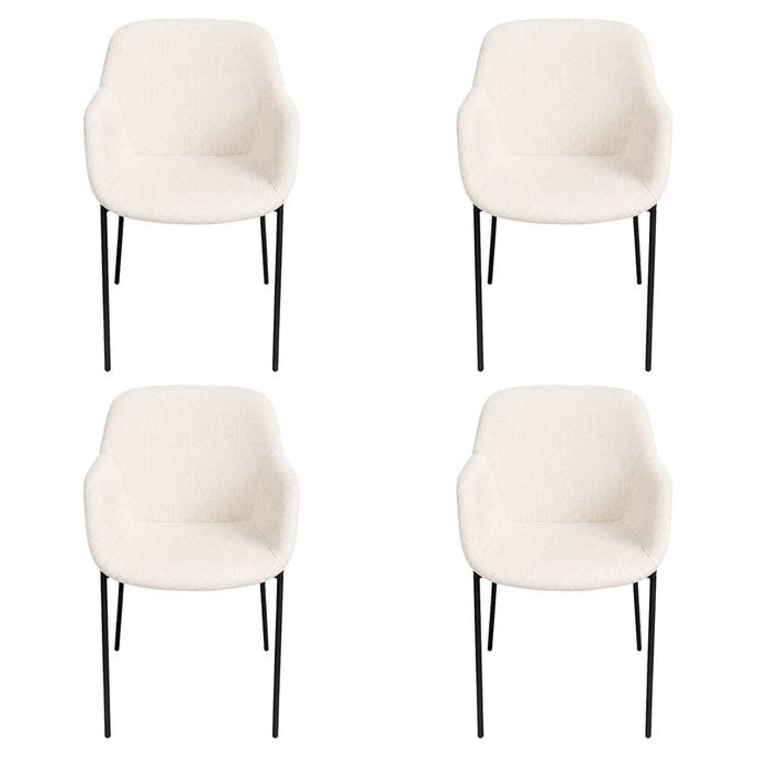 SK Designer Living | Pack of 4 | Milan Fabric Dining Chair - Texture Ivory