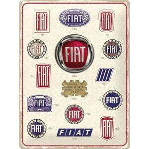 Nostalgic Art Fiat Logo Evolution 30x40cm Large Metal Tin Sign