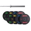 Smai 160kg Hd Bumper Plate Set Inc 20kg Barbell - 20kg Chrome Barbell