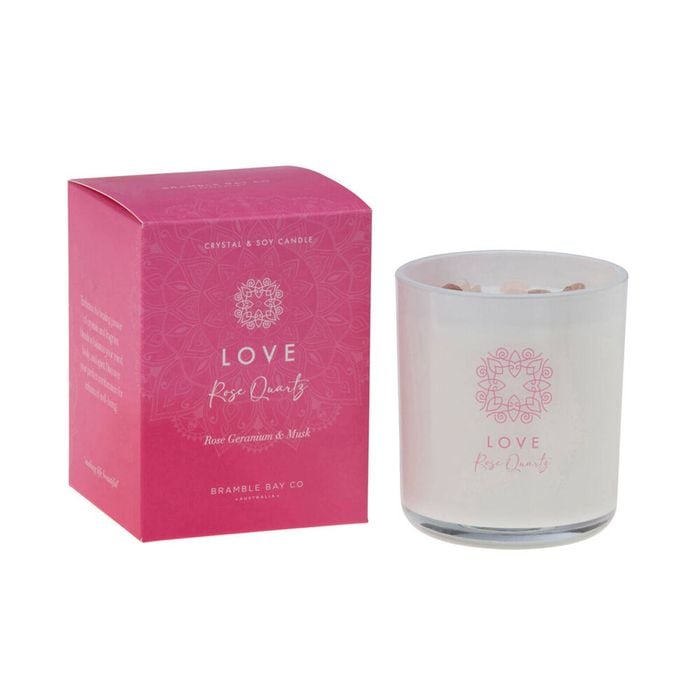Bramble Bay Crystal Boho Rose Calm Candle Geranium & Musk 300g