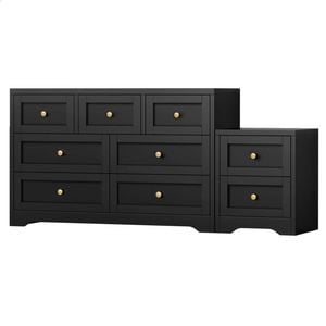 ALFORDSON 7 Chest of Drawers Bedside Table Set Black