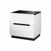 Foret Modern High Gloss 2 Drawer Bedside Table Nightstand White Black