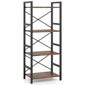 Costway Narrow Bookshelf 4-Tier Bookcase Metal Industrial Anti-fall