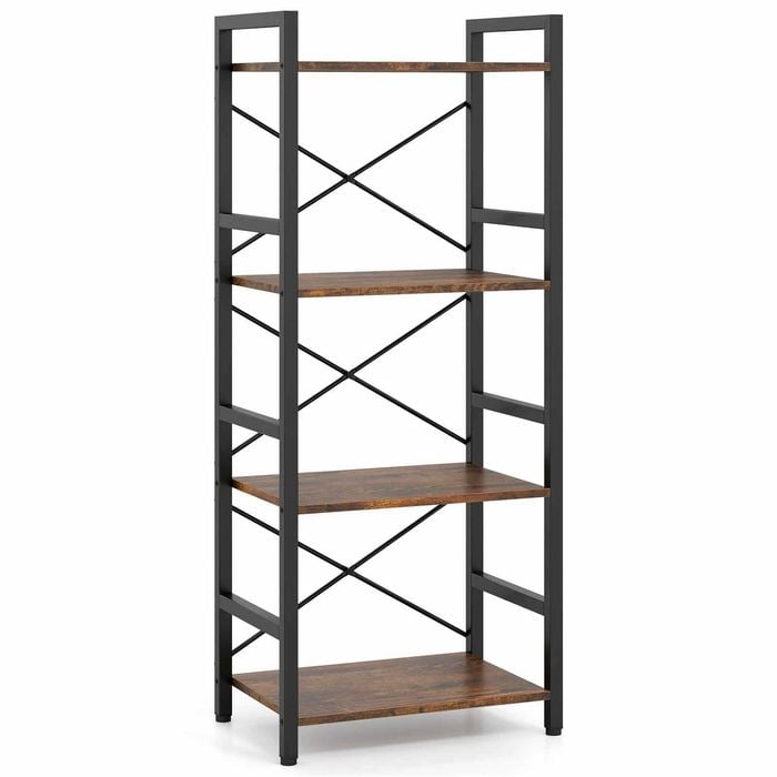 Costway Narrow Bookshelf 4-Tier Bookcase Metal Industrial Anti-fall