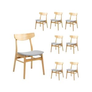 Cusco 8pc Set Dining Chair Fabric Seat Scandinavian Style Solid Rubberwood