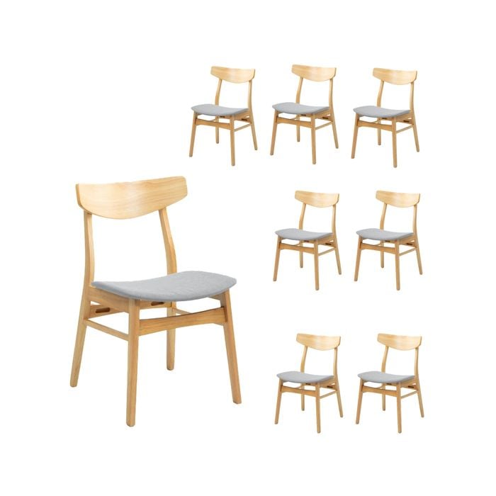 Cusco 8pc Set Dining Chair Fabric Seat Scandinavian Style Solid Rubberwood