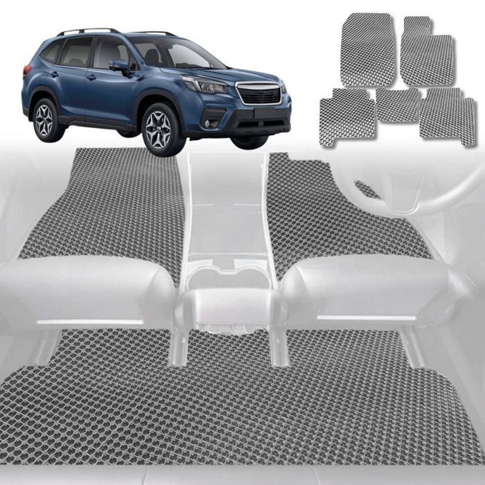 6D Diamond Car Floor Mats for Subaru Forester 2018-2025-Full Set-Grey-Outback GT