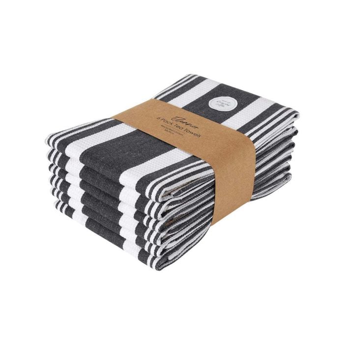 6pk J.elliot Home Eleanor 50x70cm Cotton Tea Towel - Grey