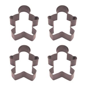 4x R&m Gingerbread Boy Cookie Cutter Polyresin Coated Steel Mould 9cm Brown