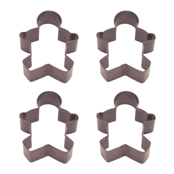 4x R&m Gingerbread Boy Cookie Cutter Polyresin Coated Steel Mould 9cm Brown