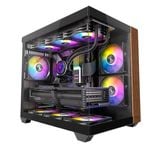 OKINOS M6 Walnut Wood Case  Panoramic View, ARGB Fans Included