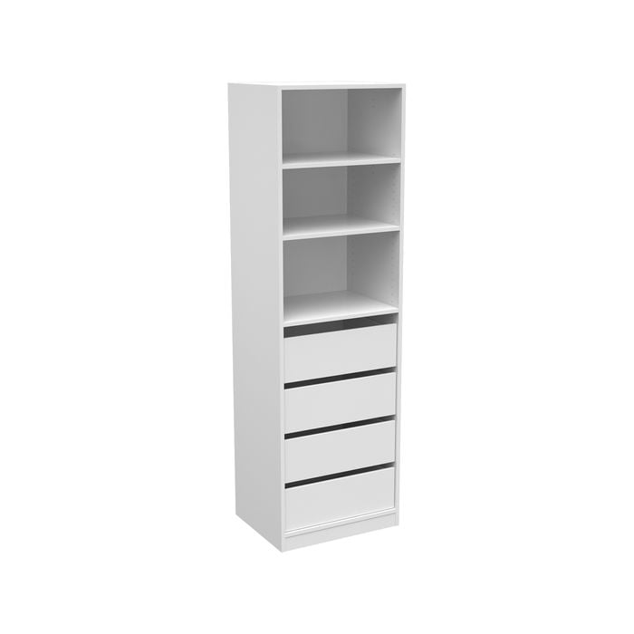 Flexi Storage Wardrobe White Matte 3 Shelf & 4 Drawer Unit 