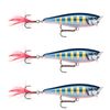 3x Rapala 7cm Skitter Pop Topwater Popper Fishing Lures - Striped Hot Blue