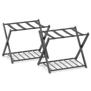 Costway Set of 2 Luggage Racks Shoe Storage Shelf Black