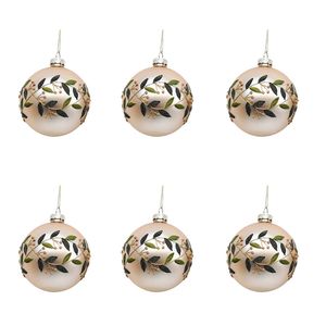 6PK Urban Pretty Leaf Baubles Hanging Decoration 8cm Green Assorted