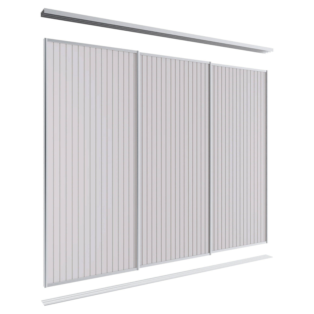 Lugna 2100 x 1801-2700mm Clear Anodised VJ Panel Wardrobe Triple ...
