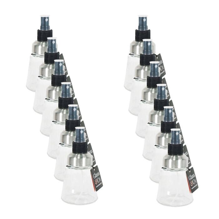 12PK Glass & Co Clear Fine Mist Liquid Spray Bottle 120ml Black/Silver