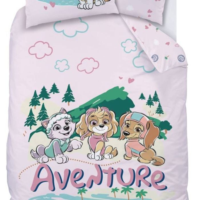 Paw Patrol Pink Friends Adventure Cotton Quilt Cover Set - Single Bed Size