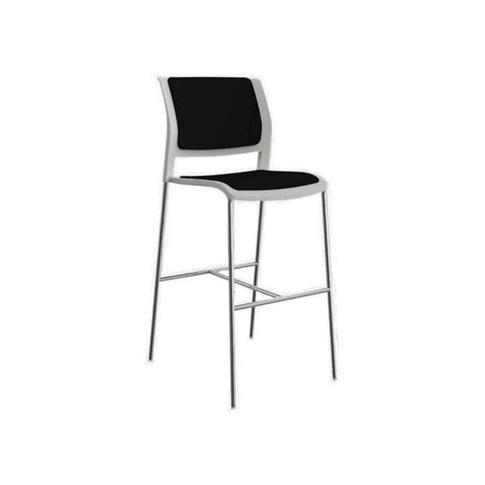 Olg Game Bar Stool Chrome Legs White Shell Slate Grey Upholstered Seat And Back