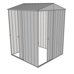 Build-a-Shed 1.5 x 1.5 x 2.3m Single Sliding Door Gable Shed with Single Sliding Side Door - Zinc