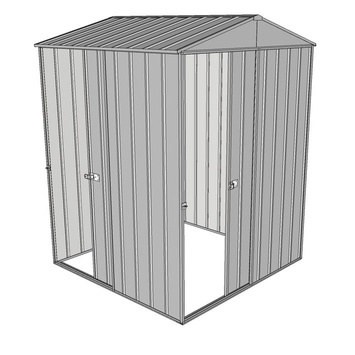 Build-a-Shed 1.5 x 1.5 x 2.3m Single Sliding Door Gable Shed with Single Sliding Side Door - Zinc