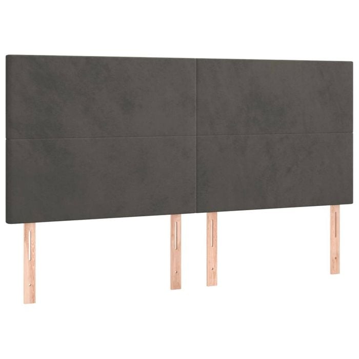vidaXL Headboards Bedroom Furniture Bed Header Dark 4 pcs Grey 100 cm Velvet