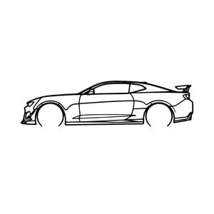 Ignite Laser Chevrolet Camaro ZL1 Silhouette Metal Wall Art Coated Black 47inch/120cm