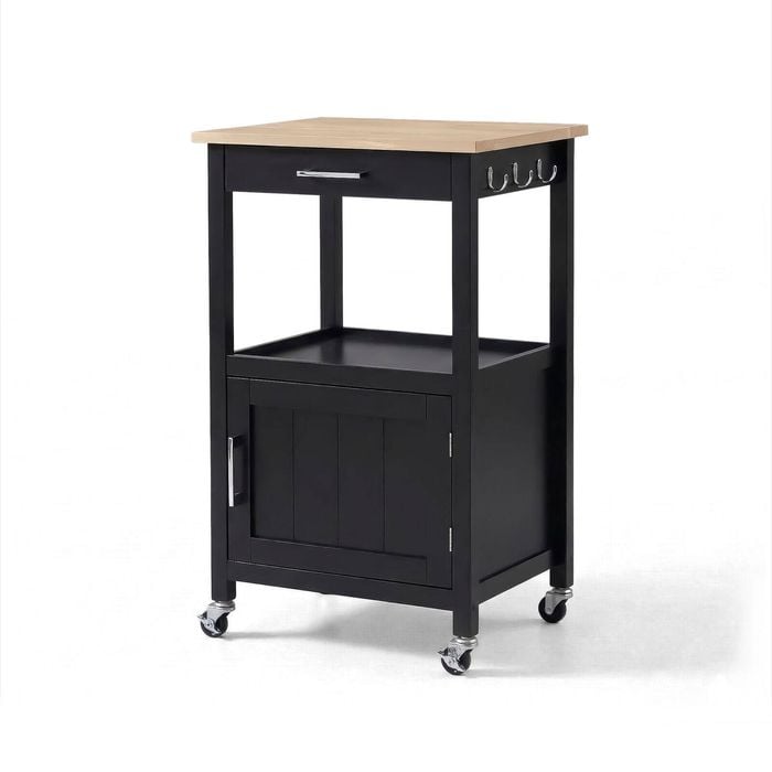 Lauft Black Rolling Kitchen Island Trolley | Modern Mobile Kitchen Cart