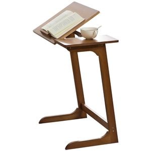 Catzon Bamboo Laptop Desk Angle Adjustable C Shaped End Table-b