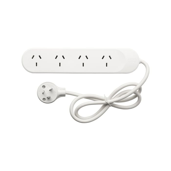 HPM White 4 Outlet Powerboard