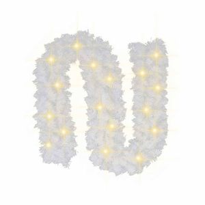 P&P White Christmas Garland with LED Fairy Lights for Festive Home Decor