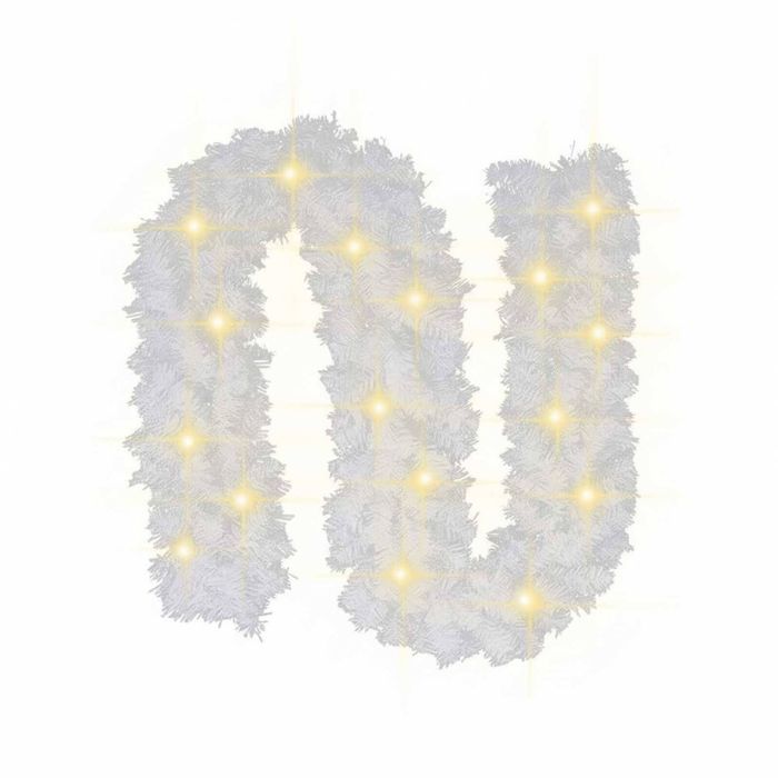 P&P White Christmas Garland with LED Fairy Lights for Festive Home Decor