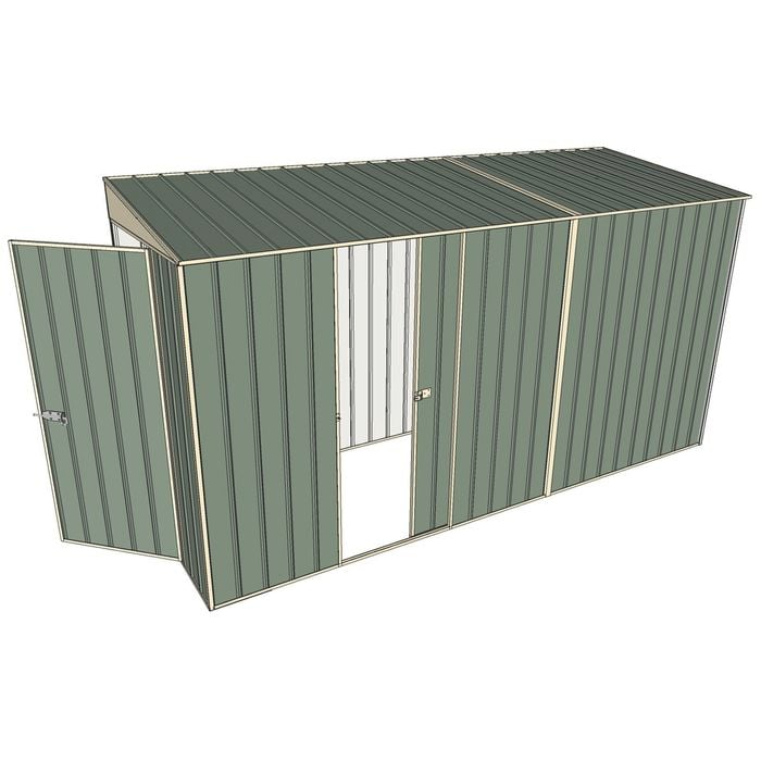 Build-A-Shed 1.2 x 3.7 x 2.0m Tunnel Shed Tunnel Hinged Door with 1 Sliding Side Door - Green