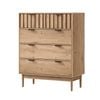 Oikiture 5 Chest Of Drawers Dresser Tallboy Modern Nightstand Stripe Natural
