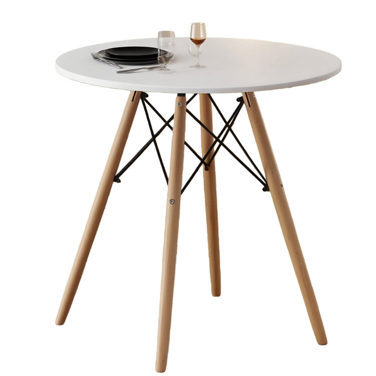 Bribrion 80cm Round Dining Table With Wooden Legs 2-4 Seaters Dsw Style ...