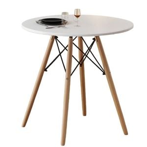 BRIBRION 80CM Round Dining Table with Wooden Legs 2-4 Seaters DSW Style