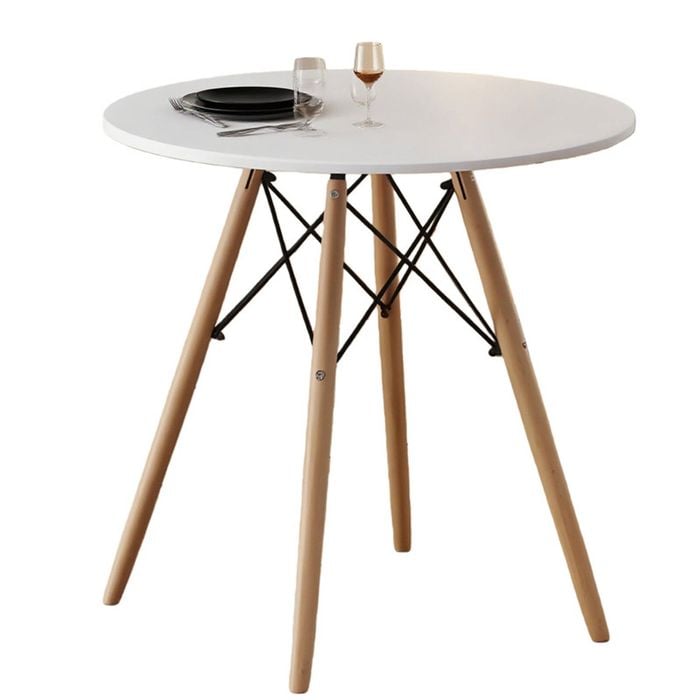 BRIBRION 80CM Round Dining Table with Wooden Legs 2-4 Seaters DSW Style