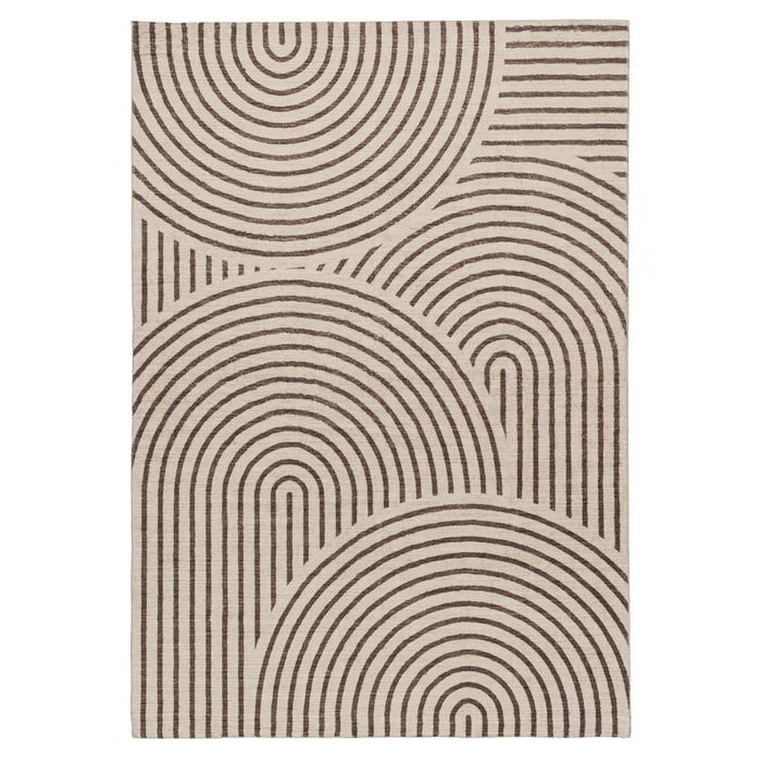 Loopsie-230cm X 160cm-corinth Dark Brown And Cream Arch Washable Rug