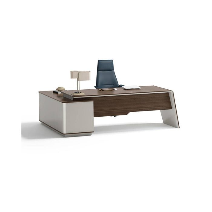 Modern Furniture ANDERS Executive Desk Reversible Return 240cm Hazelnut & Beige