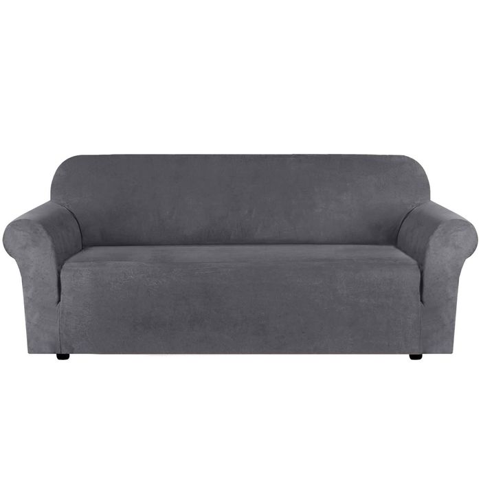 Smarcute 3 Seater Stretch Suede Soft Luxurious Fabric Sofa Cover Grey