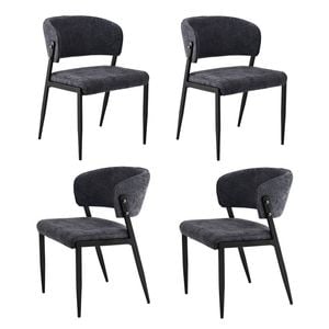Artiss Dining Chairs Set Of 4 Linen Fabric Soft Upholstered Chairs Charcoal