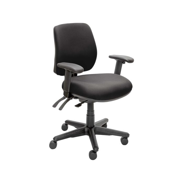 Buro Roma Mid Back Task Chair 3 Lever With Arms Black Fabric Seat And Back