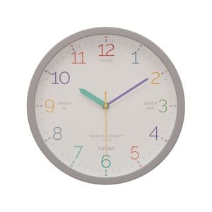 One Six Eight London  Learn The Time Grey 30cm Silent Wall Clock