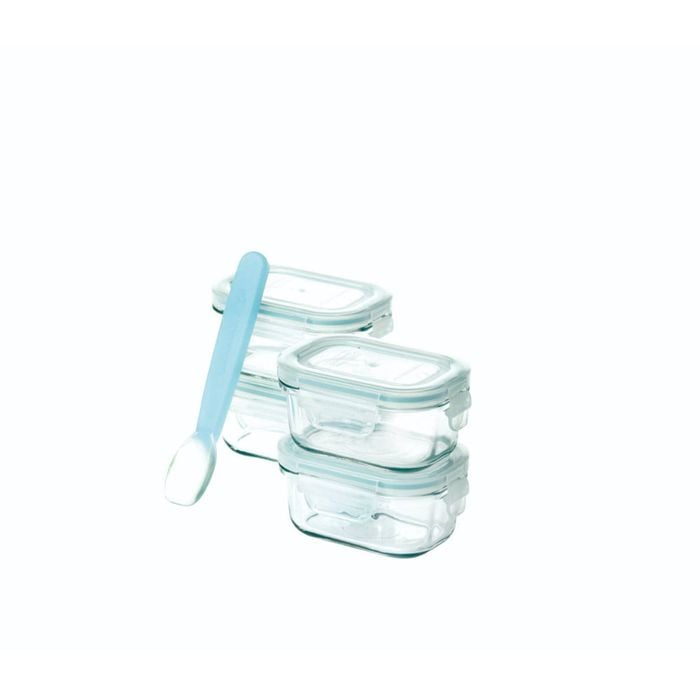 Glasslock 5 Piece Rectangle Baby Food Container Set With Silicone