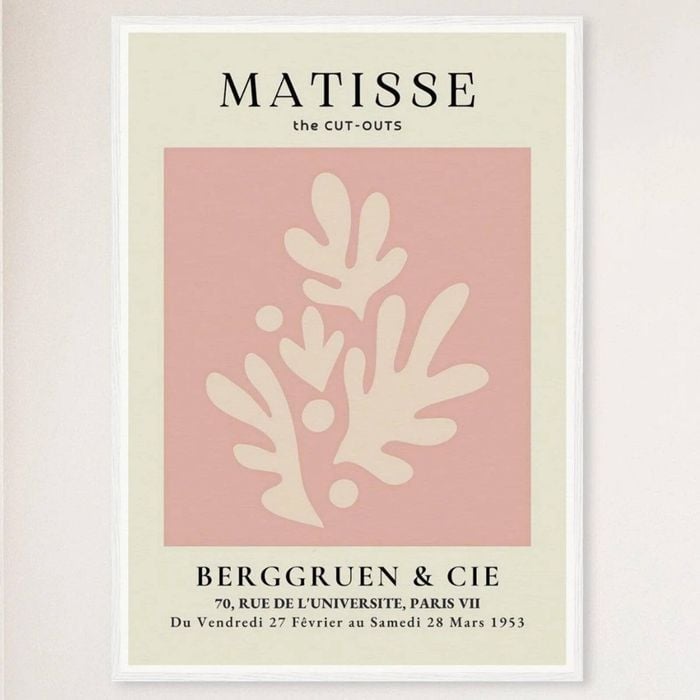 Galrie Henri Matisse Vintage Pink Exhibition Print from Berggruen & Cie, White Frame, A0 84 x 119cm (33 x 47inch)