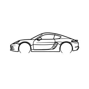 Ignite Laser Porsche 2018 718 Cayman GTS 01 Silhouette Metal Wall Art Rustic Metal 23.6inch/60cm